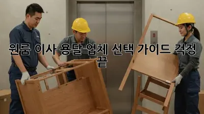 원룸 이사, 용달 업체 선택 가이드! 걱정 끝!